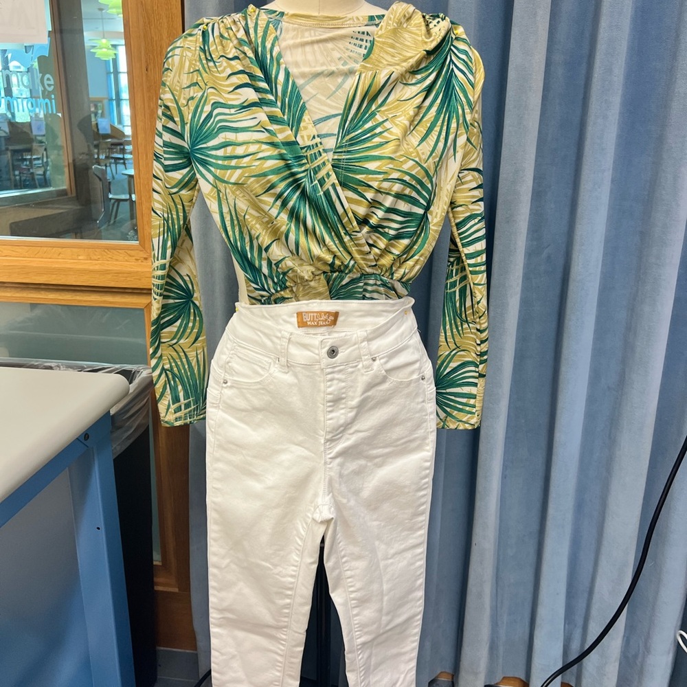 Tropical Leaf Print bodysuit one size